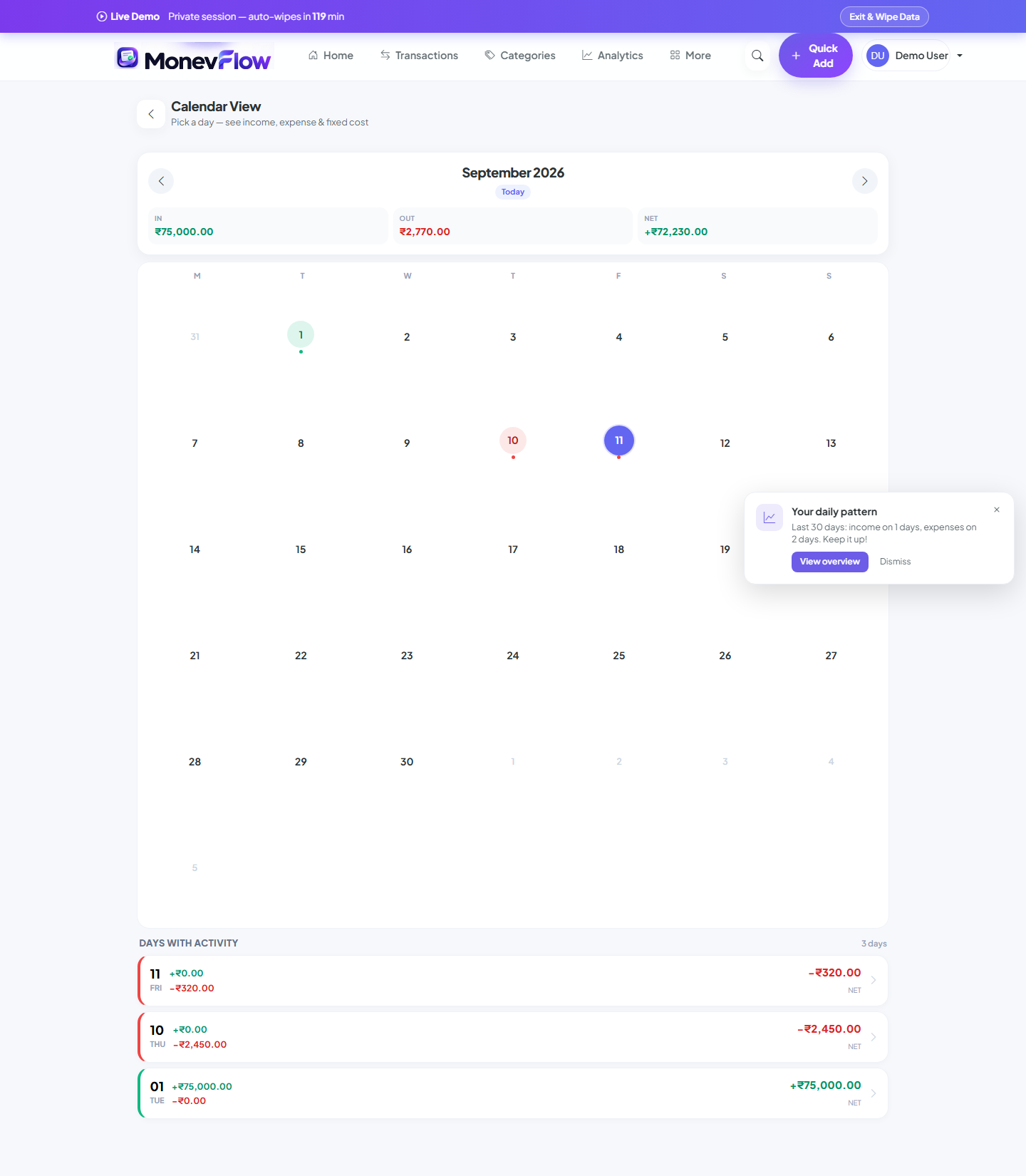 Calendar View